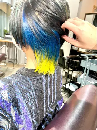 ミディアム カラー ヘアアレンジ ネイル 🌈インナーカラー ‘ショウマ’🌈のヘアスタイル