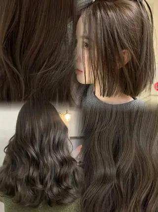 透明感グレージュ/ 縮毛矯正/静岡のヘアスタイル