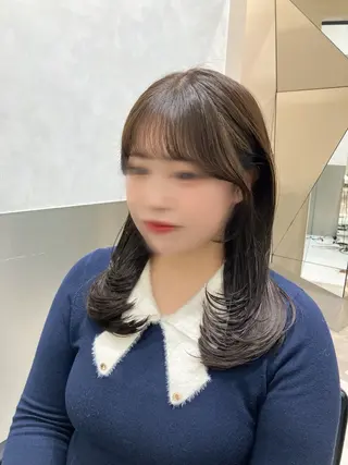 セミロング カラー 💖ブリーチなし透明 感💖ASAHIのヘアスタイル