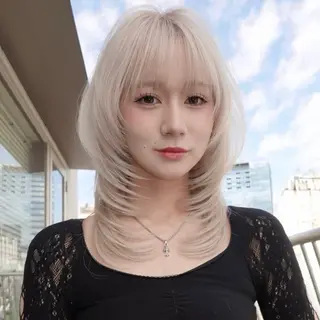 セミロング カラー レイヤーカット ボブ 渋谷のヘアスタイル