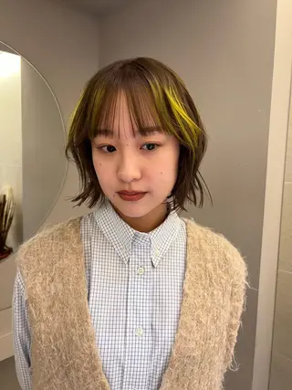ミディアム カラー ヘアアレンジ manami /ショ ート/カットモデルのヘアスタイル