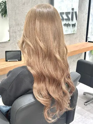 ロング カラー ヘアアレンジ vizz by el yts 北谷エクステのヘアスタイル