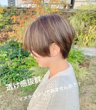 ショート カラー 前髪/ハイライト得意 安西駿一　【銀座】のヘアスタイル