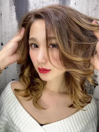 ミディアム カラー ヘアアレンジ くせ毛多毛特化 高橋　淳のヘアスタイル