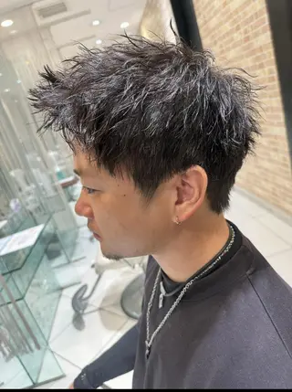 ショート パーマ メンズ ヘアアレンジ 💈メンズ特化 美容師サキ💈のヘアスタイル