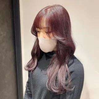ロング カラー ヘアアレンジ 新宿⌇韓国風ヘア ⌇透明感カラーのヘアスタイル