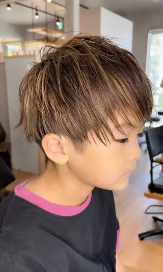ミディアム カラー メンズ キッズ マスダ ヤスノリのヘアスタイル