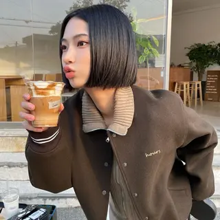 ショート カラー ユナ ボブカット /ベージュのヘアスタイル