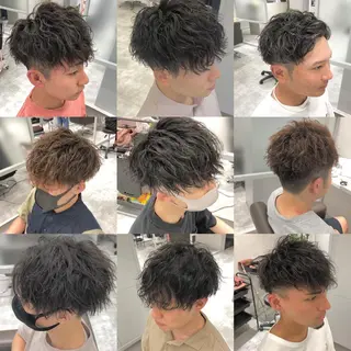 ショート カラー パーマ メンズ 関西センターパート メンズモデル募集のヘアスタイル
