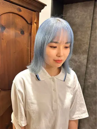 ミディアム カラー ショート/ウルフ ハイトーン/カイセイのヘアスタイル