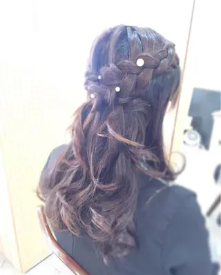 ロング カラー パーマ ヘアアレンジ キッズ 早朝✨ヘアセット 着付け/清水玲歌のヘアスタイル