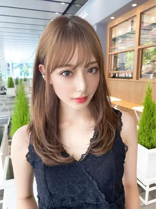 カラー ブリーチなし 透明感カラー/艶髪のヘアスタイル