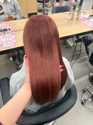 ロング カラー 💗愛され暖色💗 ピンク/レッド💗のヘアスタイル