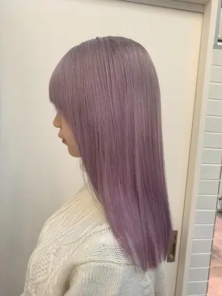 セミロング カラー mao/天神ブリーチ ハイトーンカラーのヘアスタイル
