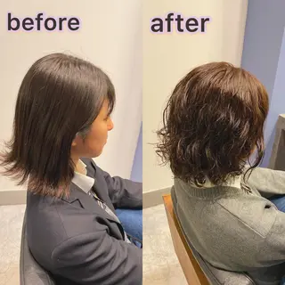 ミディアム カラー パーマ ブリーチ縮毛矯正/ デサキ ショウヘイのヘアスタイル