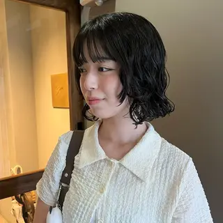ミディアム パーマ akane/ボブ /ブラウンベージュのヘアスタイル