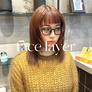 ミディアム カラー 縮毛矯正・似合わせ タナカ レイヤのヘアスタイル