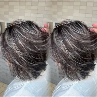 ミディアム カラー 表参道/ハイライト バレイヤージュのヘアスタイル