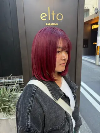 ミディアム カラー カットパーマ3000 円/水曜日モデルのヘアスタイル