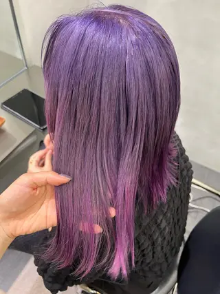ミディアム カラー パーマ ヘアアレンジ メンズ キッズ ネイル マツエク・マツパ アイブロウ ウルフレイヤーカット /チヒロのヘアスタイル