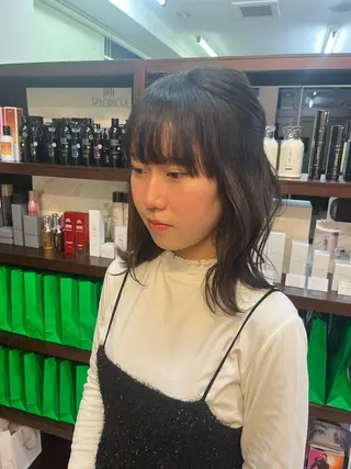 ミディアム ヘアアレンジ 樋口智士/倉敷/中庄 /縮毛矯正/髪質改善のヘアスタイル