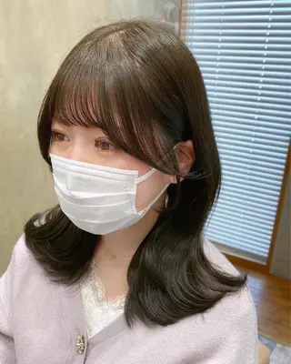 ミディアム カラー 顔まわりカット🌟 くびれヘア/寺門遥輝のヘアスタイル