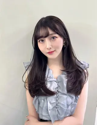 ロング カラー ヘアアレンジ レイヤー/髪質改善 縮毛/ハッシュカットのヘアスタイル