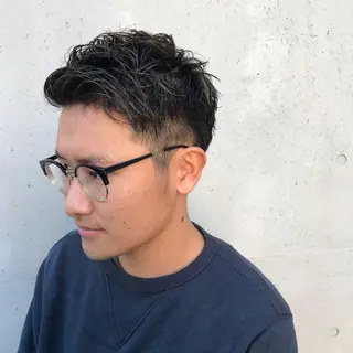 ショート カラー パーマ メンズ ニュアンスパーマ/ レイヤー/茶屋町のヘアスタイル