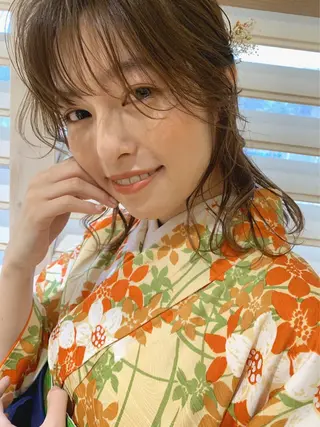 ミディアム ヘアアレンジ ぱつっとボブ/ 小野あかねのヘアスタイル