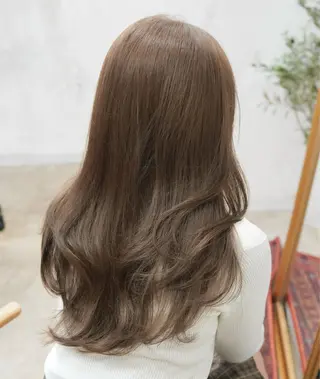 ロング カラー 透けヘア/艶ベージュ ヘアセット/nagiのヘアスタイル