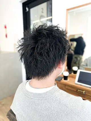 パーマ メンズ ブリーチカラー🔥 パーマ【佐々木凌平】のヘアスタイル