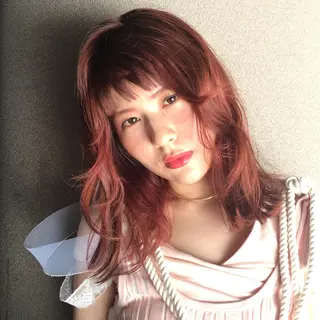 ミディアム セミロング ロング カラー パーマ ヘアアレンジ Lall  You 大阪所属・🥛洒落髪小顔cut なら龍崎🥛のヘアスタイル