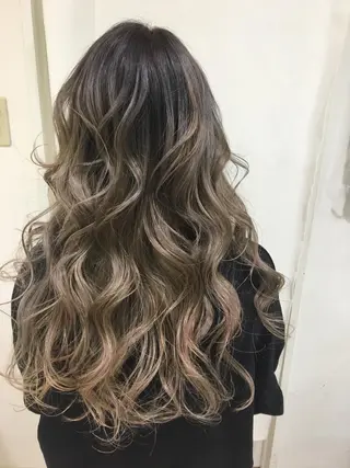 ロング カラー ヘアアレンジ きむえり/髪質改善 /うねり広がり改善のヘアスタイル