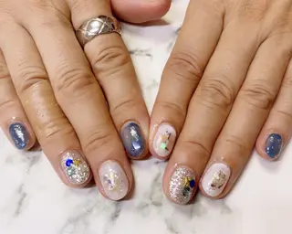 ロング カラー ネイル Q Free nailsのネイルデザイン