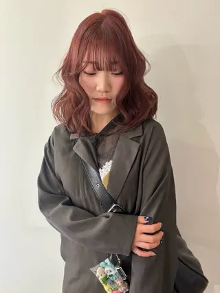 ミディアム rinka/暖色 ボブカットモデルのヘアスタイル