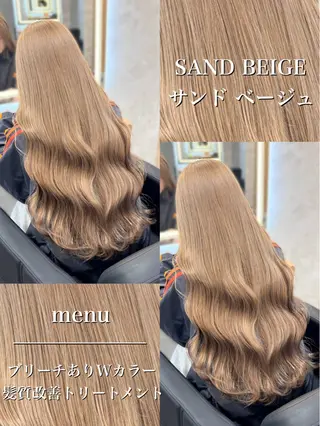 ロング カラー パーマ ヘアアレンジ 透明感ブリーチカラー 🌈TOMOHIROのヘアスタイル