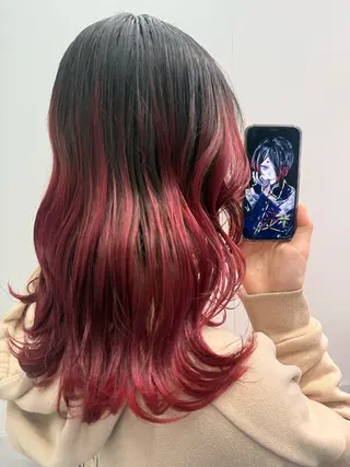 セミロング カラー インナーカラー 推し ブリーチ 髪質改善のヘアスタイル