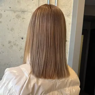 セミロング カラー 柔め透明感血色カラー 暖色/レイヤー/ゆいのヘアスタイル