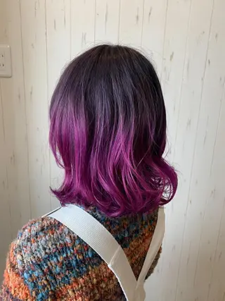 ミディアム カラー ヘアカラー&縮毛矯正 STAR☆RIVERのヘアスタイル