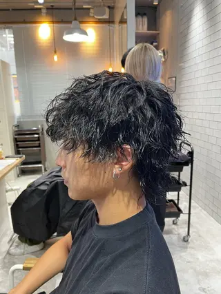 ミディアム パーマ メンズ メンズカット パーマ／稲葉のヘアスタイル