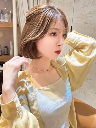 ショート カラー 興津/韓国レイヤー ダブルカラー美髪縮毛のヘアスタイル