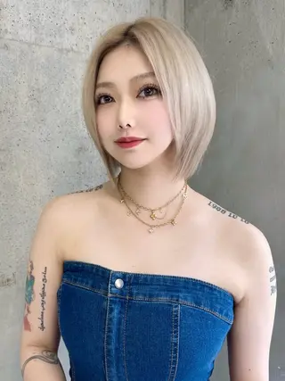 ミディアム カラー ブリーチなし 透明感カラー/艶髪のヘアスタイル