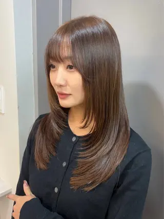 セミロング カラー 韓国×髪質改善カラー 💎hinaのヘアスタイル