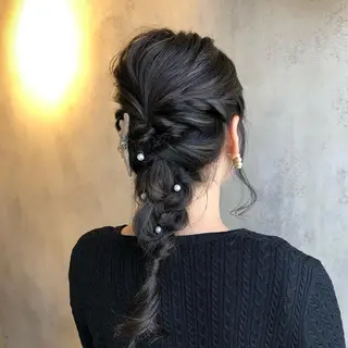 セミロング ヘアアレンジ 中司 莉菜のヘアスタイル