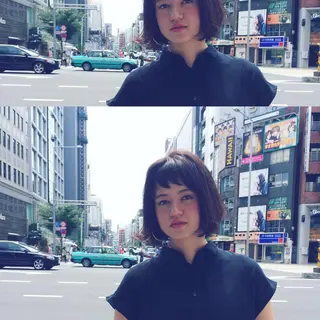 ショート ミディアム カラー パーマ 内藤 達也のヘアスタイル