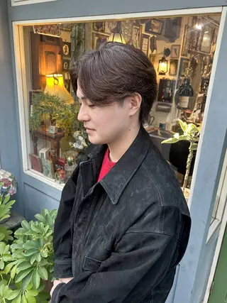 ショート パーマ メンズ 清水千優/パーマ/透 明感カラー/メンズのヘアスタイル