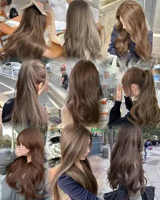 ロング カラー 韓国風ハッシュカット 似合わせレイヤー池袋のヘアスタイル