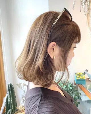 ミディアム カラー パーマ OVER→三軒茶屋 /縮毛矯正・髪質改善のヘアスタイル