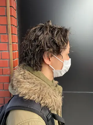 パーマ メンズ スパイキーパーマ 柏NO1 藤本葉のヘアスタイル