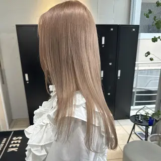 カラー セミロング ♡韓国ヘア♡ ブリーチ✨ハイトーンのヘアスタイル